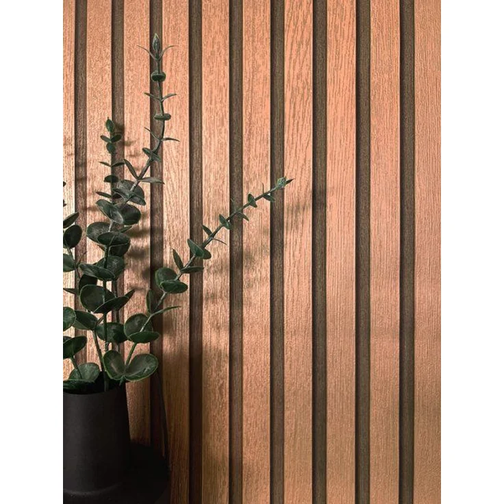 Newroom Vliestapete, Bronze Tapete Glamour Paneele - Wandpaneele Holzpaneele Kupfer Metallic Modern Skandinavisch Lamelle Streifen für Wohnzimmer Schlafzimmer Küche – Bild 4