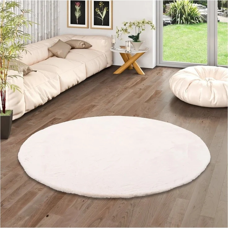 Pergamon Fellteppich Fellteppich Luxus Super Soft Plush Rund, Rund, Höhe: 25 mm – Bild 5