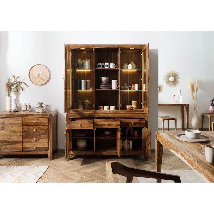 Buffet Sheesham 140 x 45 x 200 braun lackiert ANCONA #145 – Bild 3
