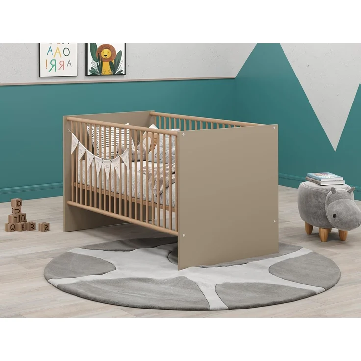 trendteam Babymöbel-Set Beja, (Set, 2-tlg), Babyzimmermöbel: Kinderbett und Wickelkommode - silberfarbene Griffe – Bild 3