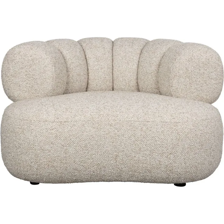Loungesessel Duvane Beige mit Gummibaumholz-Gestell im Boho-Stil