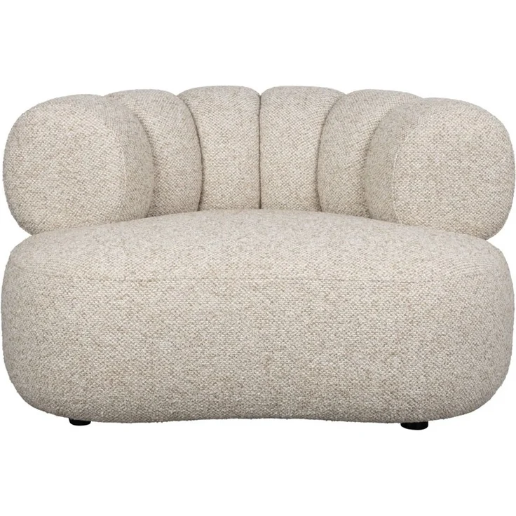Loungesessel Duvane Beige mit Gummibaumholz-Gestell im Boho-Stil – Bild 1