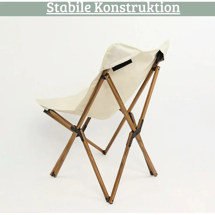 Campingstuhl Faltbar bis 120kg MILIA - Klappmechanismus | Leichter Angelstuhl Klappbarer Stuhl klein für Camping, Festivals oder Park, Creme – Bild 4