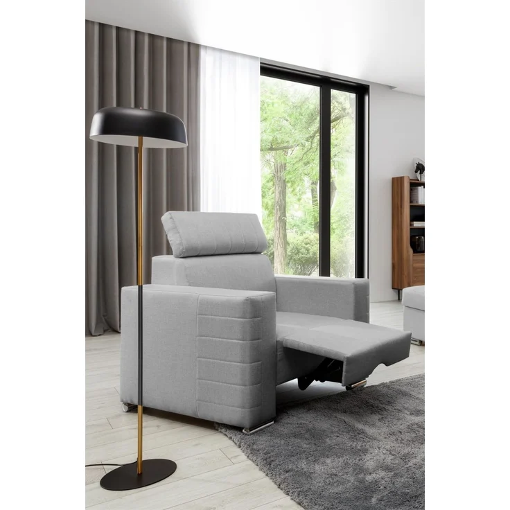 Ecksofa inkl. Hocker und Sessel CANTON Stoff Liverpool Aschgrau Ottomane Links – Bild 4