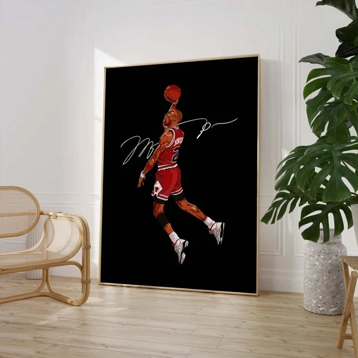 JUSTGOODMOOD Poster Basketball Dunk conic Jump Shot llustration Chicago Style Sport Art Ur, (1 St) – Bild 2