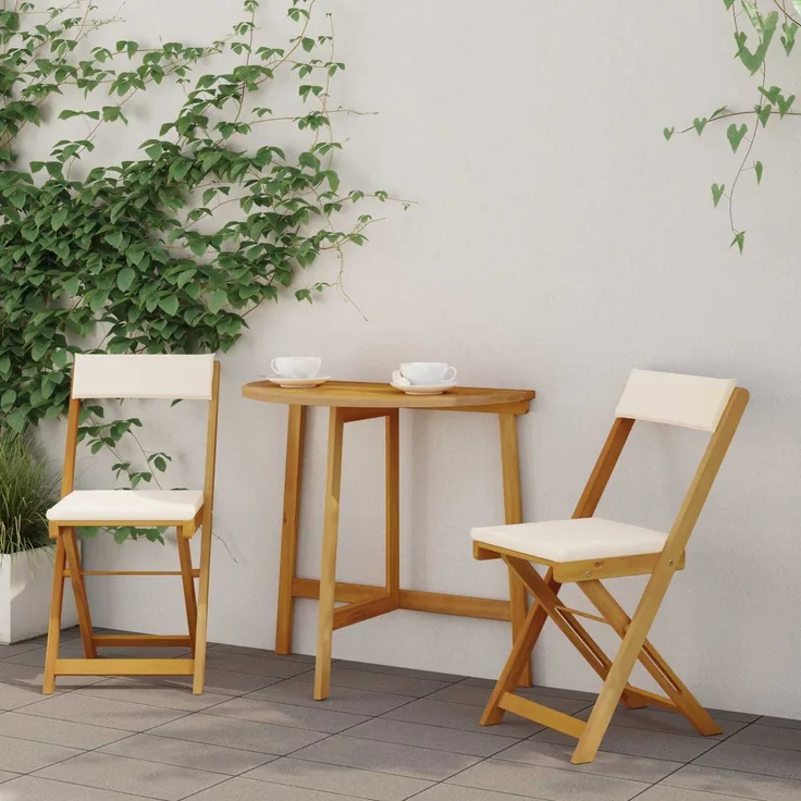 vidaXL Außen Bistro-Stühle 2 stk. Natur und Cremeweiß 42028094