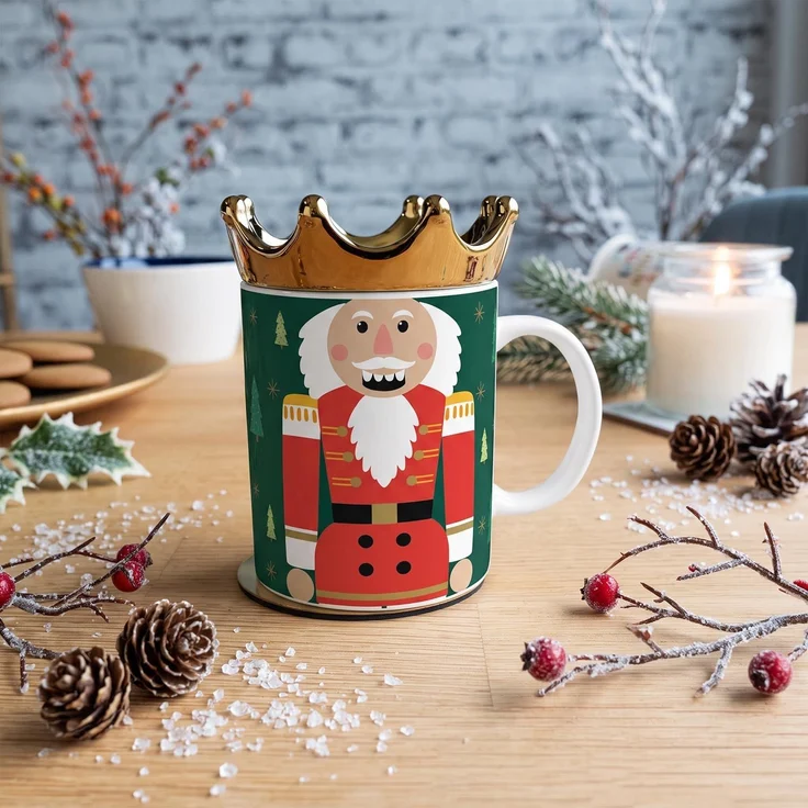 Sheepworld Tasse + Deckel Kronenform 35cl Geschenk Weihnachten NUSSKNACKER 51221 – Bild 2