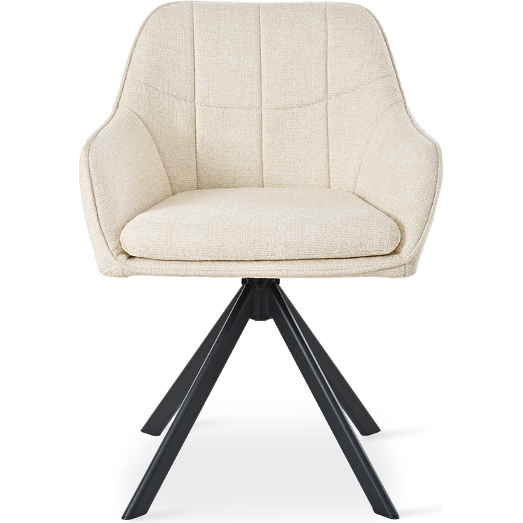 GOEURVANT 1437 Esszimmerstühle 2er-Set mit Armlehnen, 360° Drehbar, Chenille - Creme – Bild 4