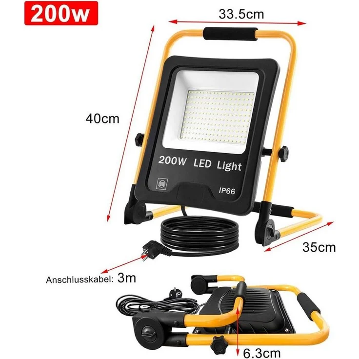 FIVMEN LED Flutlichtstrahler LED Baustrahler mit 3M Kabel LED Fluter Arbeitsscheinwerfer, für Innen-und Außenbereich,Garage, Baustelle, Sportplatz – Bild 1