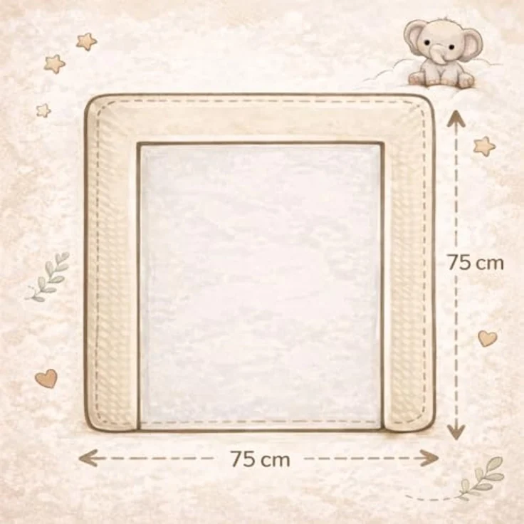 Wickelauflage Set 6-teilig – Wickelunterlage aus Waffelstoff & Frottee mit Druckknöpfen – Baby Wickelauflage – Wickeltischauflage – 75x75 cm (Breite x Tiefe), Altbeige – Bild 2
