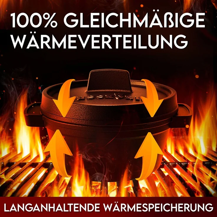 4er Mini Dutch Oven Set aus Gusseisen – mit Holzuntersetzern & Rezeptbuch, 300 ml Portionsgröße, für Grill, Backofen & Herd – Bild 6