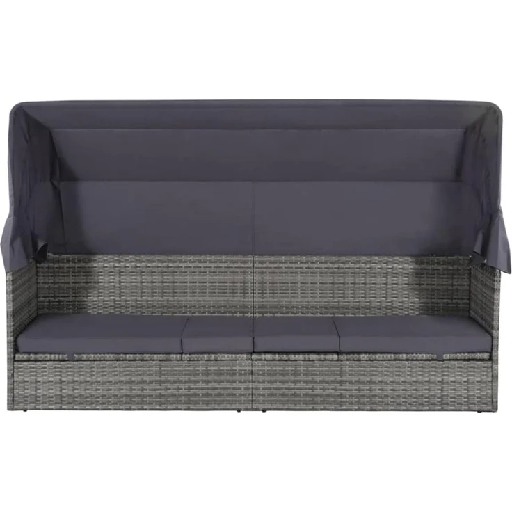 vidaXL Gartenbett mit Baldachin Grau 205×62 cm Poly Rattan 43962 – Bild 6