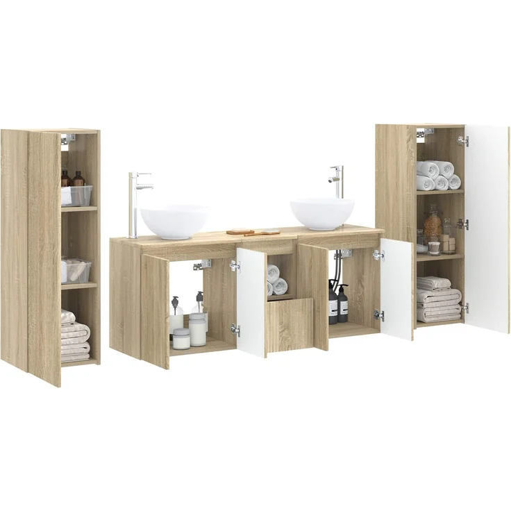 vidaXL Badezimmerschrank-Set 5 stk. Sonoma-Eiche 129 x 35 x 80 cm 3405985 – Bild 3