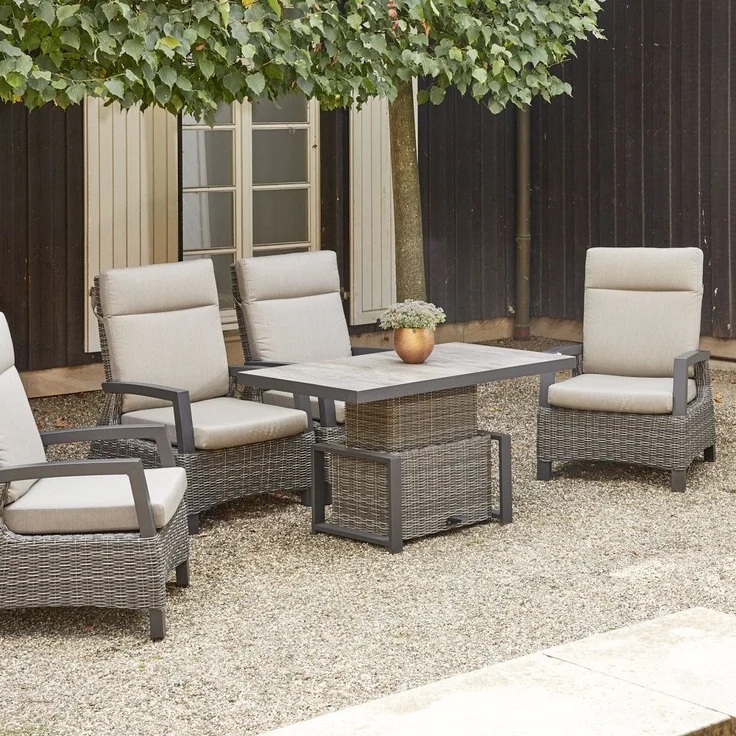 Corido Lifttisch 130cm x 75cm x 47/71cm Gestell Aluminium matt-anthrazit, Fläche Gardino®-Geflecht charcoal grey, Tischplatte Keramik grey – Bild 6