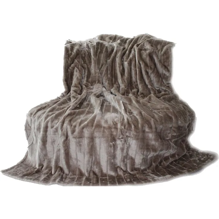 Brandsseller Felldecke, Hochwertige Kuscheldecke, Decke, Wohndecke, Nerzdecke, Plaid, Webpelzdecke, Tagesdecke (150x200 cm, Taupe/Grau)