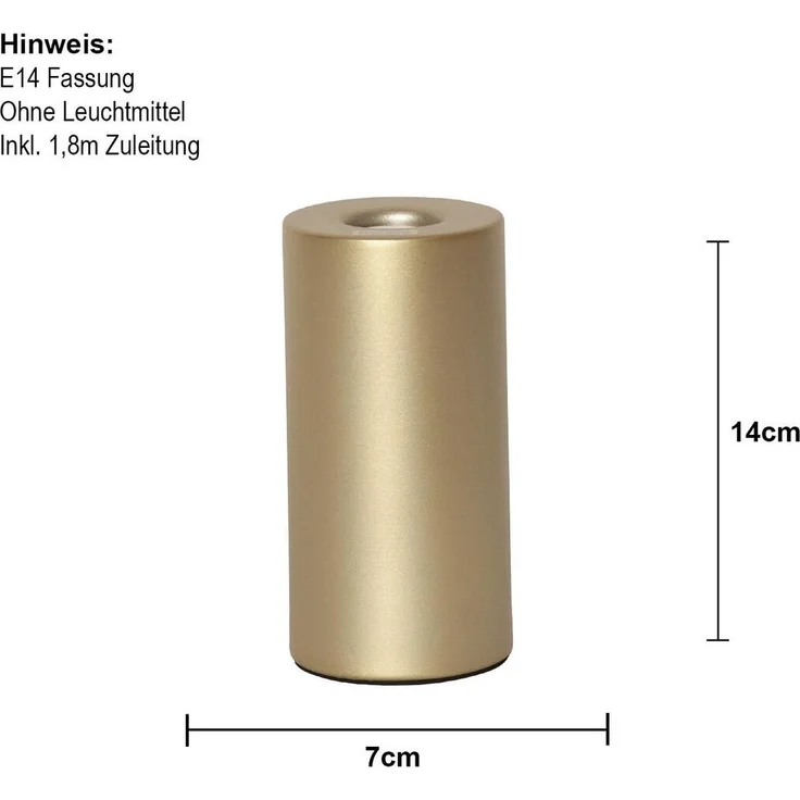 E14 Lampenfuß ,Tiny für kleinere Leuchtmittel, Metall, 14cm, gold matt – Bild 4