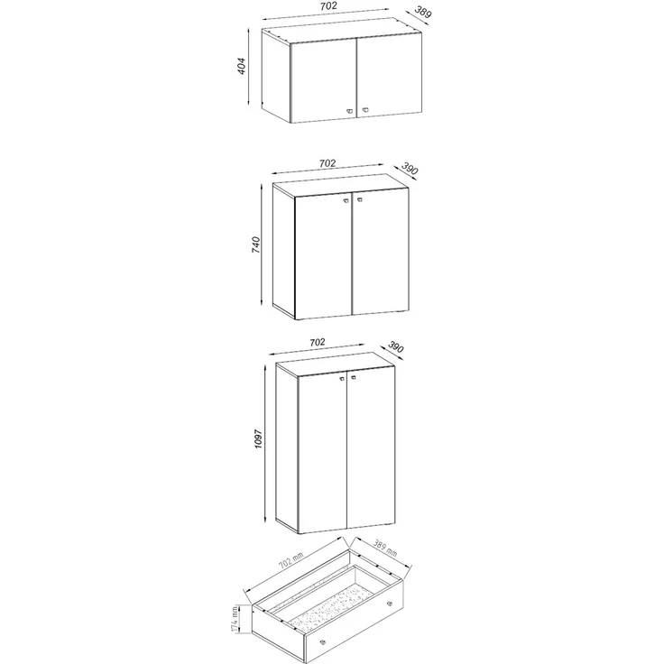 VCM Büroschrank Lona 917799 Grau H. 240 x B. 70 x T. 39 cm – Bild 4