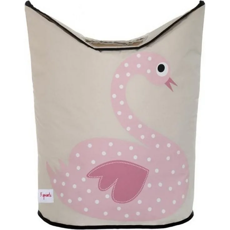 Aufbewahrung im Kinderzimmer | Wäschekorb rosa Schwan, von 3 sprouts, 48 x 56 x 28 cm