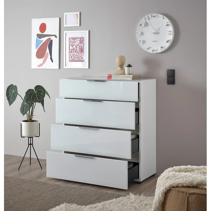 Kommode >Sean< in Weiß, - 90x99x40 cm ( BxHxT) – Bild 6