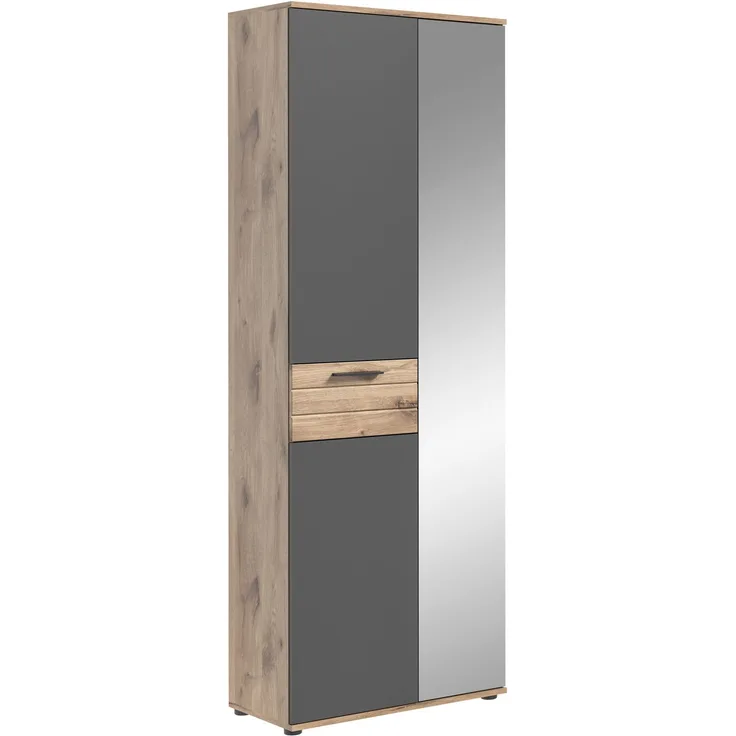 Garderobenschrank Mason - Nox Oak / Basalt Grau