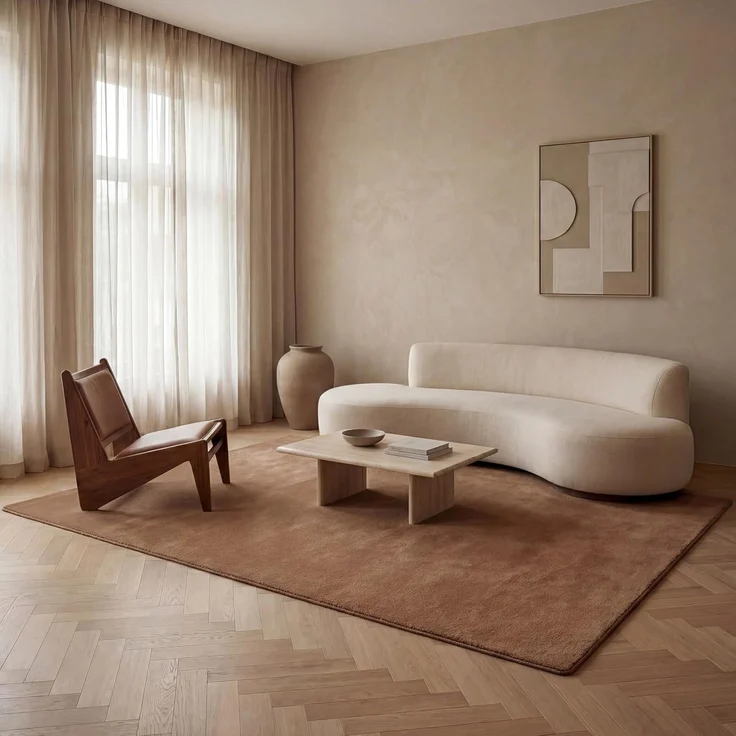Fashion4Home Teppich Wohnzimmer – Einfarbig Teppich, Uni Teppich fürs Kinderzimmer, Schlafzimmer, Arbeitszimmer, Büro, Flur und Küche - Kurzflor Teppich Braun-Taupe, Größe: 200x290 cm