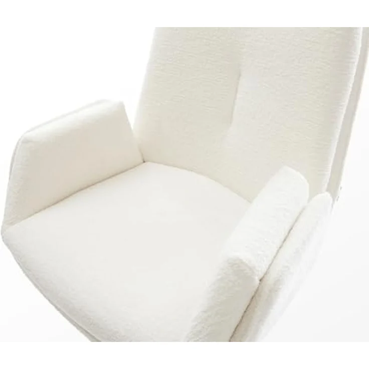 Barstuhl Clea-Flex Bouclé Soft Beige Drehfuß höhenverstellbar Edelstahl Silberfarben – Bild 5