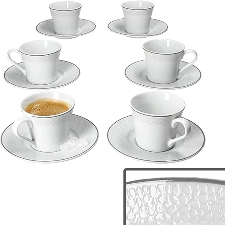 Ritzenhoff & Breker Tasse Ritzenhoff Venezia Espressotasse + Untertasse für 6 Personen, Porzellan – Bild 1