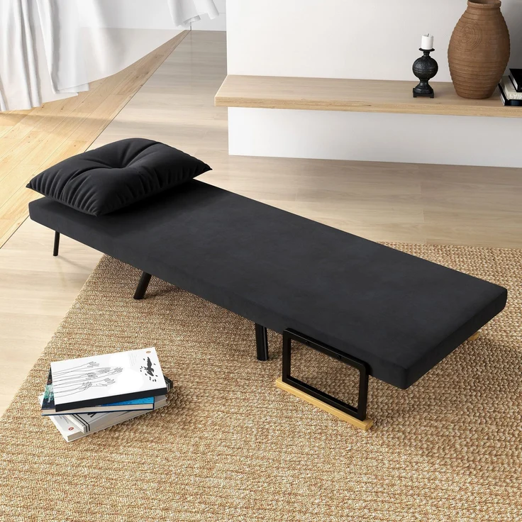 HOMCOM Schlafsessel, Stahl, Polyester, Schwarz, 73L x 63B x 81H cm – Bild 8