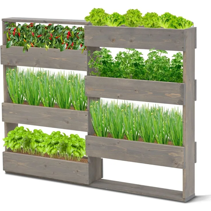 Coemo Vertikalbeet Riga Kräuterbeet Holz 7 Pflanzkästen