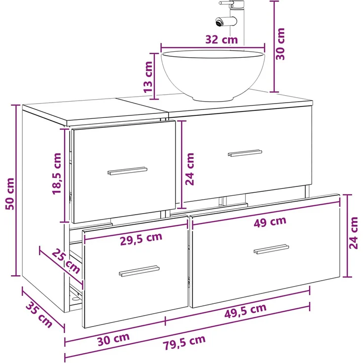 vidaXL Badezimmerschrank-Set 2 stk. Geräucherte Eiche 3403948 – Bild 10