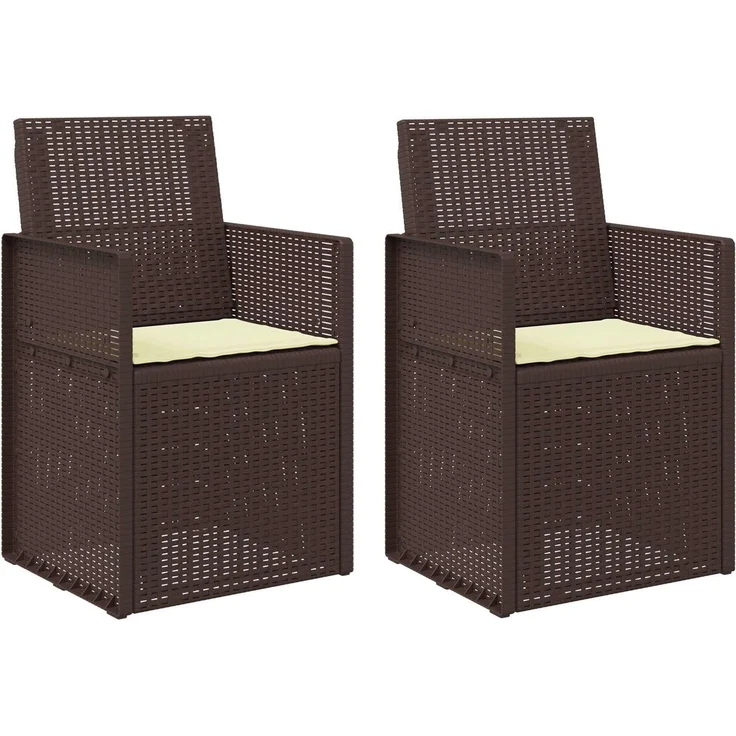 vidaXL Garten Esszimmerstühle 2 stk. Braun und Creme PP 899989 – Bild 2