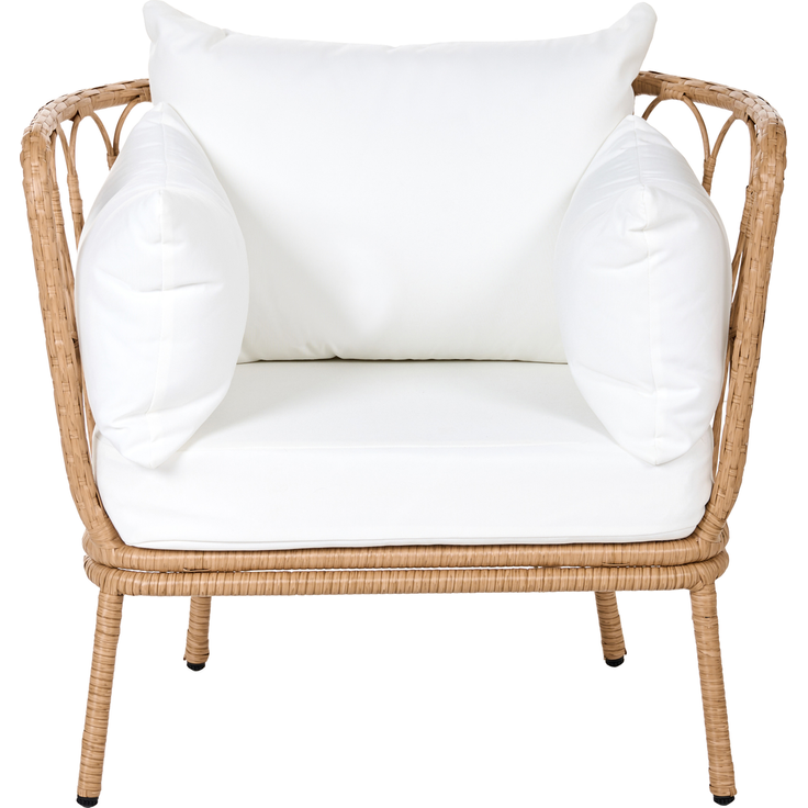 Gartensessel FONNI mit Fußstütze Polyrattan Hellbraun – Bild 5