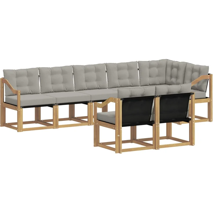 vidaXL Outdoor-Sofagarnitur 8 stk. 7-Sitzer Weiß und Hellgrau 3389605 – Bild 2