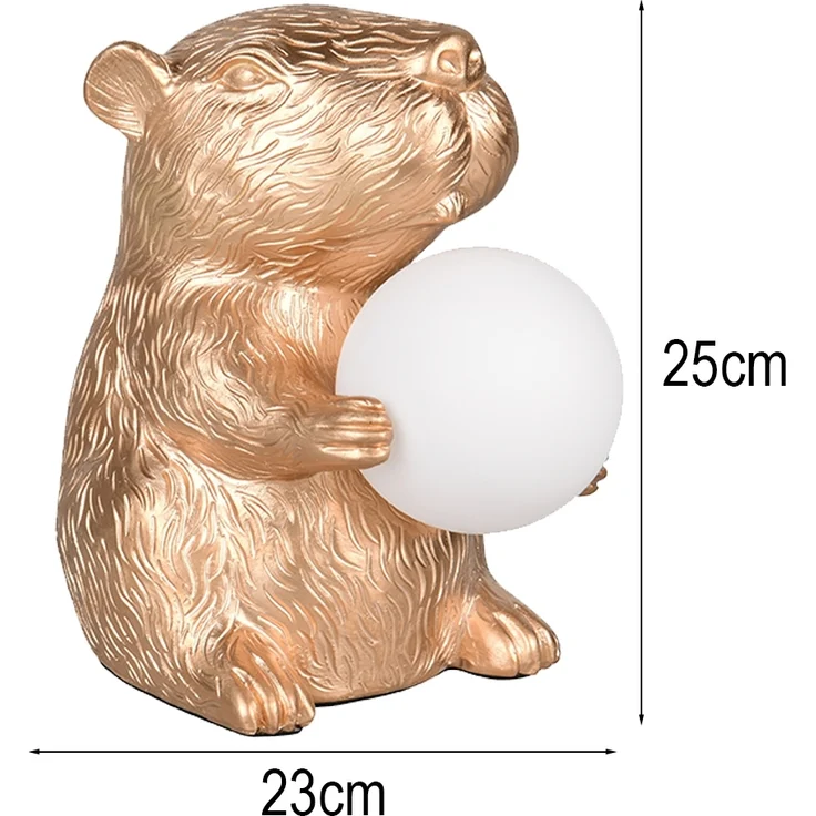 Besondere Tischleuchte CAPI kleine Capybara Lampe Gold, Höhe 25cm – Bild 4