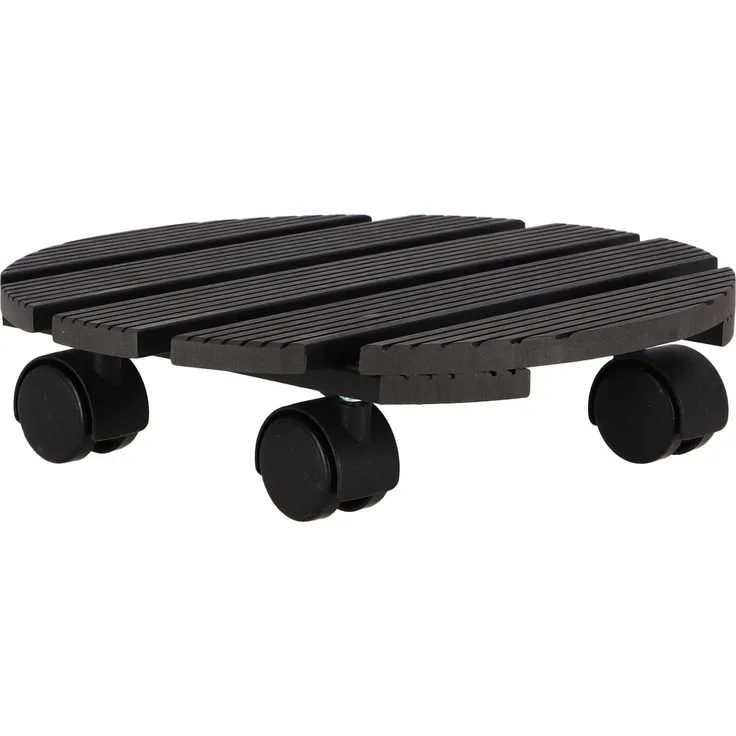 Pflanzenroller WPC rund für Balkon Terrasse Garten wetterfest mobil Ø 28 cm