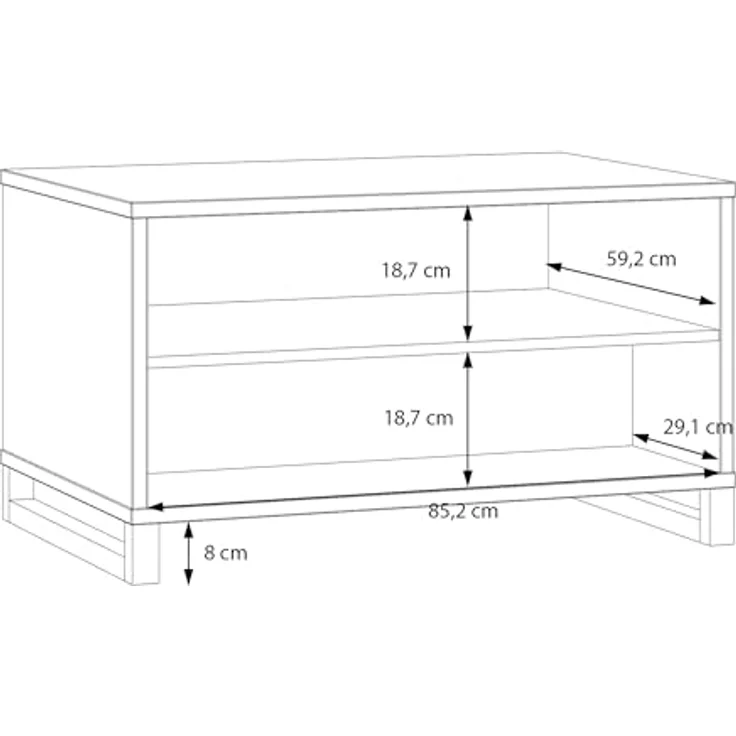 Forte MAREDA Couchtisch 90, Couchtisch mit offenen Fächern, Holzwerkstoff, Valencia Eiche Dekor, 90 cm breit, 51,7 cm hoch, 60 cm tief – Bild 6