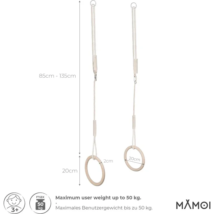 MAMOI® Trapez Schaukel Turnringe Trapez | Kinder Turnringe Turnringe Schaukel | Turnringe Kinder Trapez | Turnringe Trapez Schaukel Kinder | CE | 100% ECO | Made in EU