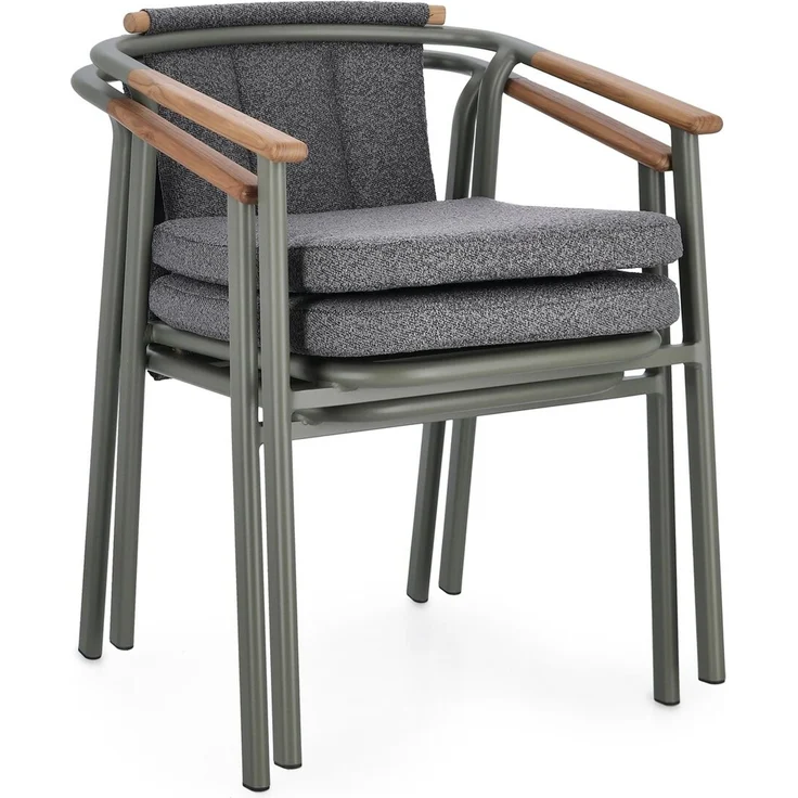 4er-Set Gartenstuhl Adilona - Aluminium Grün, Olefin-Stoff Anthrazit, mit Armlehnen – Bild 3
