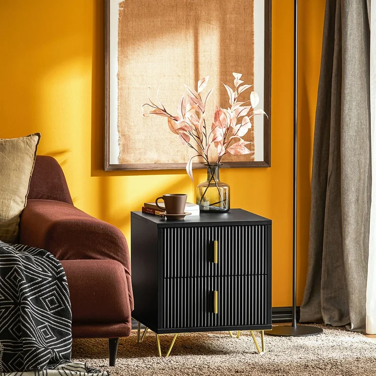 SoBuy FBT115-SCH Nachttisch, MDF, Melamin, Schwarz, 40 x 63 x 36 cm – Bild 5