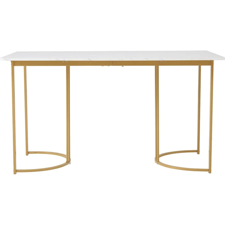 TavilaEcon Esstisch Multifunktionaler Esstisch mit modernem Marmor-Muster weiß 75 × 80 × 140 cm (H × T × B) – Modell WF314889AAW – Bild 5