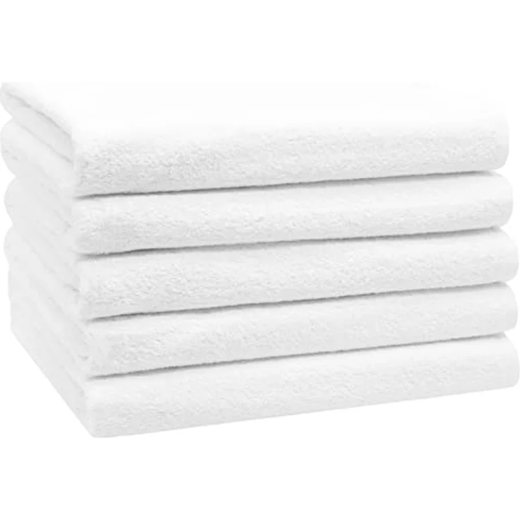 Zollner Duschtücher, 5er Set, Weiß, 70x140 cm, 100% Baumwolle, Oeko-Tex® Standard 100, waschbar bis 95°C, flauschig und strapazierfähig – Bild 1