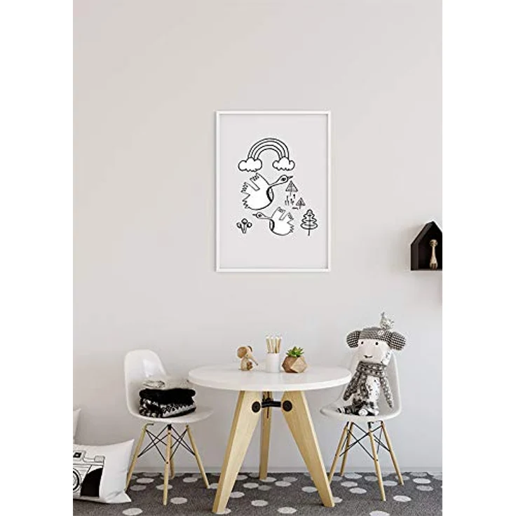 Komar Scribble Birdy Wandbild, hochwertiger Kunstdruck auf seidenmatter Basis, 40 x 50 cm, für Wohnzimmer und Schlafzimmer, ohne Rahmen, fotorealistische Druckqualität – Bild 5