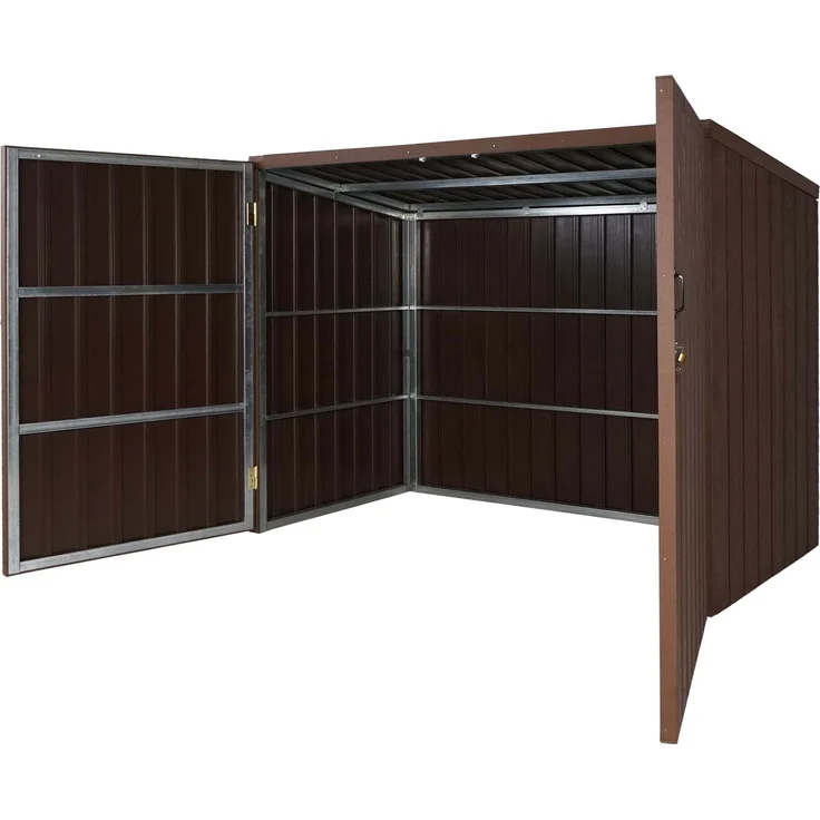 WPC-Fahrradgarage HWC-J29, Geräteschuppen Fahrradbox, Metall Holzoptik abschließbar ~ 2 Räder 172x213x112cm braun – Bild 7