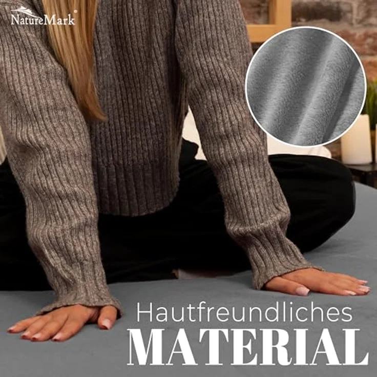 NatureMark Spannbettlaken Winter Thermo Fleece Spannbetttuch, 80% Baumwolle und 20% Polyester, Gummizug: rundum, (1 Stück), 140 x 200 cm bis 160 x 200 cm - Silber grau – Bild 7