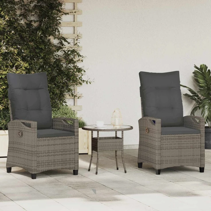 vidaXL Gartenstuhl 2 pcs Grau und Dunkelgrau 56 x 60 x 112 cm 42026832 – Bild 1
