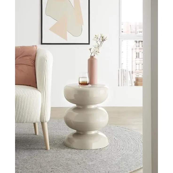 Beistelltisch >1151< in Creme, Eisen - 46x36cm (HxD)
