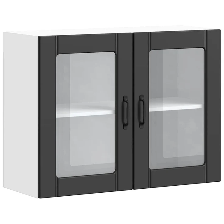 vidaXL Küchen-Hängeschrank mit Glastür Lucca Schwarz Holzwerkstoff 853848 – Bild 1