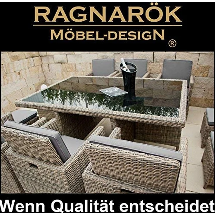 Ragnarök Möbel-Design Garten-Essgruppe Heimdall Esstisch Set 6+4, (Set, Polyrattan, Alu), Würfelsystem – Bild 3