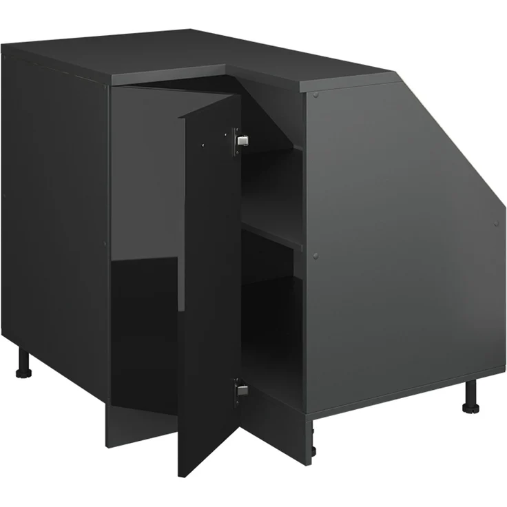 Eck-Küchenschrank für Dachschrägen R-Line Schwarz Hochglanz 75.6 cm mit 1 Tür, Schrankkorpus 60 cm Tiefe Vicco – Bild 3