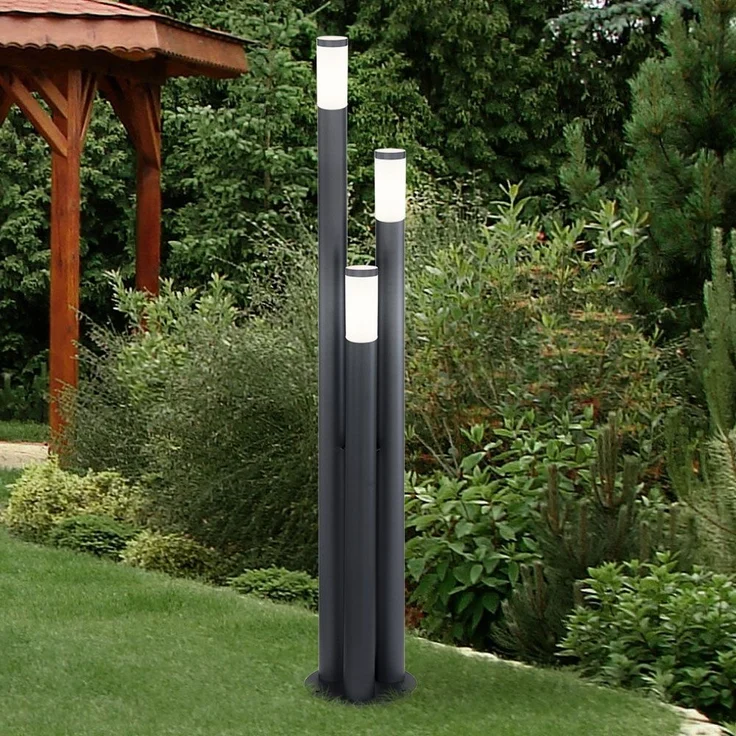 Stehleuchte, Edelstahl, anthrazit, 3-Säulen, H 170 cm, BOSTON – Bild 1